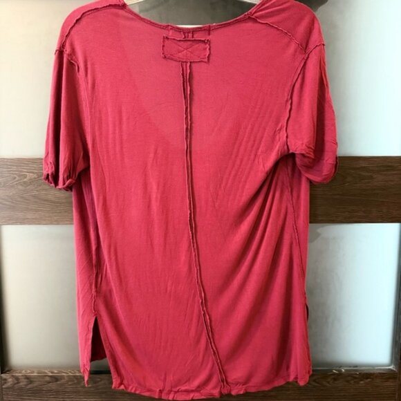 Free People We The Free Distressed Deep Rounded Neck Top Small - Picture 4 of 7